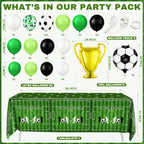 BORAMDO Soccer Birthday Party Decorations Kit – 87 Pcs Balloons, Backdrop, Banner