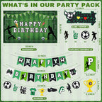 BORAMDO Soccer Birthday Party Decorations Kit – 87 Pcs Balloons, Backdrop, Banner
