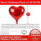 BorKinHa 30Pcs Red Heart Foil Balloons 18in – Valentine’s Day Decor