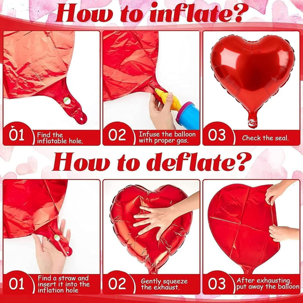 BorKinHa 20pcs Red Heart Balloons – 18in Foil Hearts for Valentine’s Day