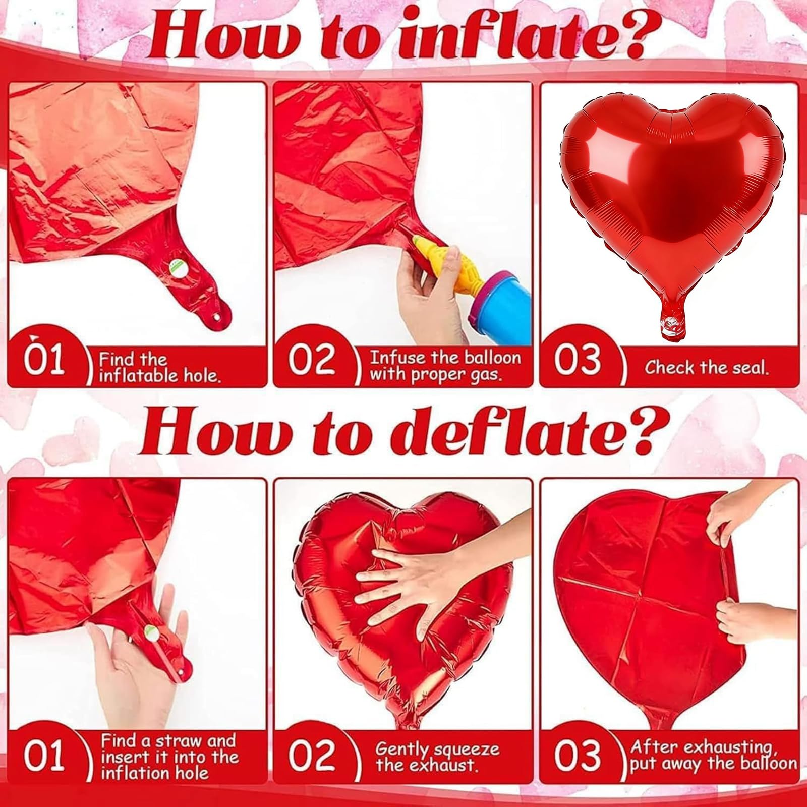 BorKinHa 20pcs Red Heart Balloons – 18in Foil Hearts for Valentine’s Day