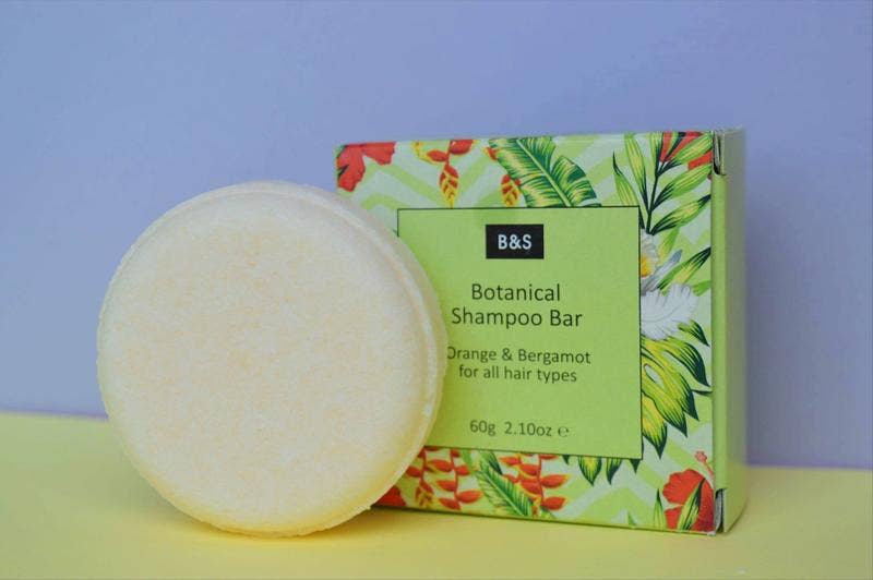 Botanical Orangen- & Bergamotte Shampoo & Duschseife – Plastikfreie, Vegane Eco Duschpflege, 60g