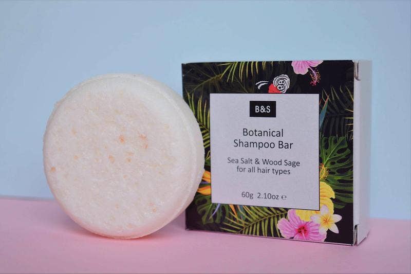 Botanical Sea Salt & Wood Sage Reichhaltiges Shampoo & Körperseife – Plastikfreie, Vegane Öko-Duschseifen, 60g