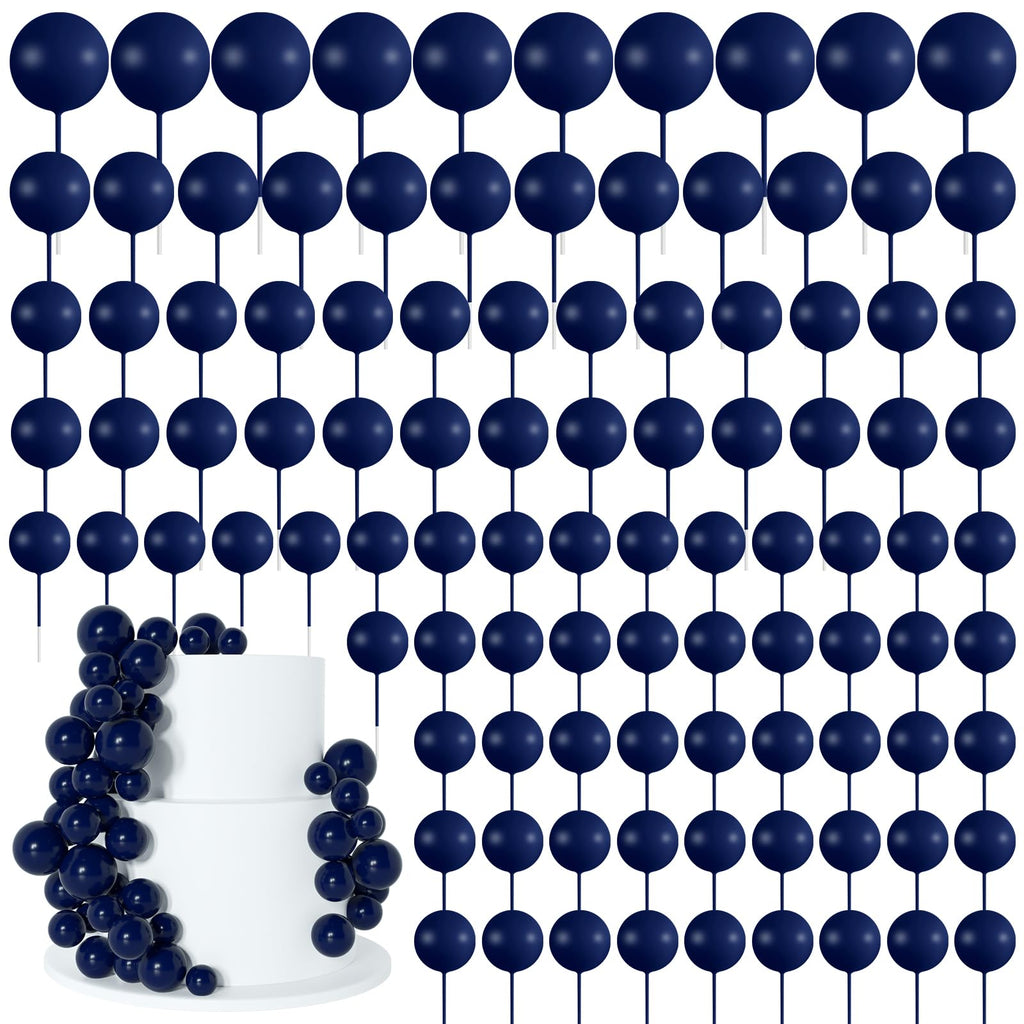 BOUBONI 138 Pcs Blue Ball Cake Toppers – Multisize Foam Decorations for Cakes