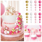BOUBONI 48 Pcs Ball Cake Topper Decorations – Foam Ball Toppers for Birthday & Wedding