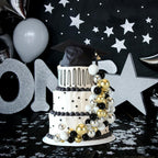 BOUBONI 48 Pcs Ball Cake Toppers – Foam Ball Decorations for Birthday, Wedding & Anniversary (Black, Silver, White, Gold)