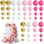 BOUBONI 48 Pcs Ball Cake Topper Decorations – Foam Ball Toppers for Birthday & Wedding