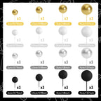 BOUBONI 48 Pcs Ball Cake Toppers – Foam Ball Decorations for Birthday, Wedding & Anniversary (Black, Silver, White, Gold)