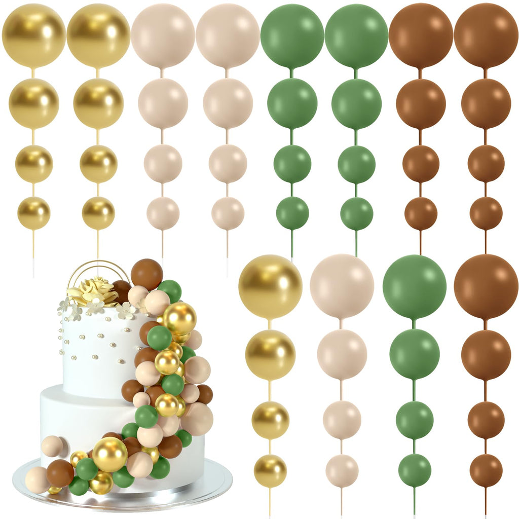 BOUBONI 48 Pcs Foam Ball Cake Toppers – Colorful Birthday & Wedding Cake Decorations