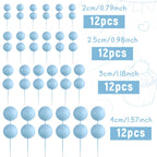 BOUBONI 48 Pcs Light Blue Ball Cake Topper Decorations – Foam Ball Toppers for Cakes, Cupcakes, Birthday & Wedding