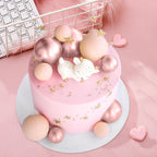 BOUBONI 48 Pcs Ball Cake Topper Set – Glitter Pink, Rose Gold, Apricot, Light Brown + 10 Butterflies