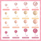 BOUBONI 48 Pcs Ball Cake Topper Set – Glitter Pink, Rose Gold, Apricot, Light Brown + 10 Butterflies