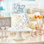 BOUBONI 48 Pcs White Foam Ball Cake Toppers – 4 Sizes for Birthday, Wedding & More