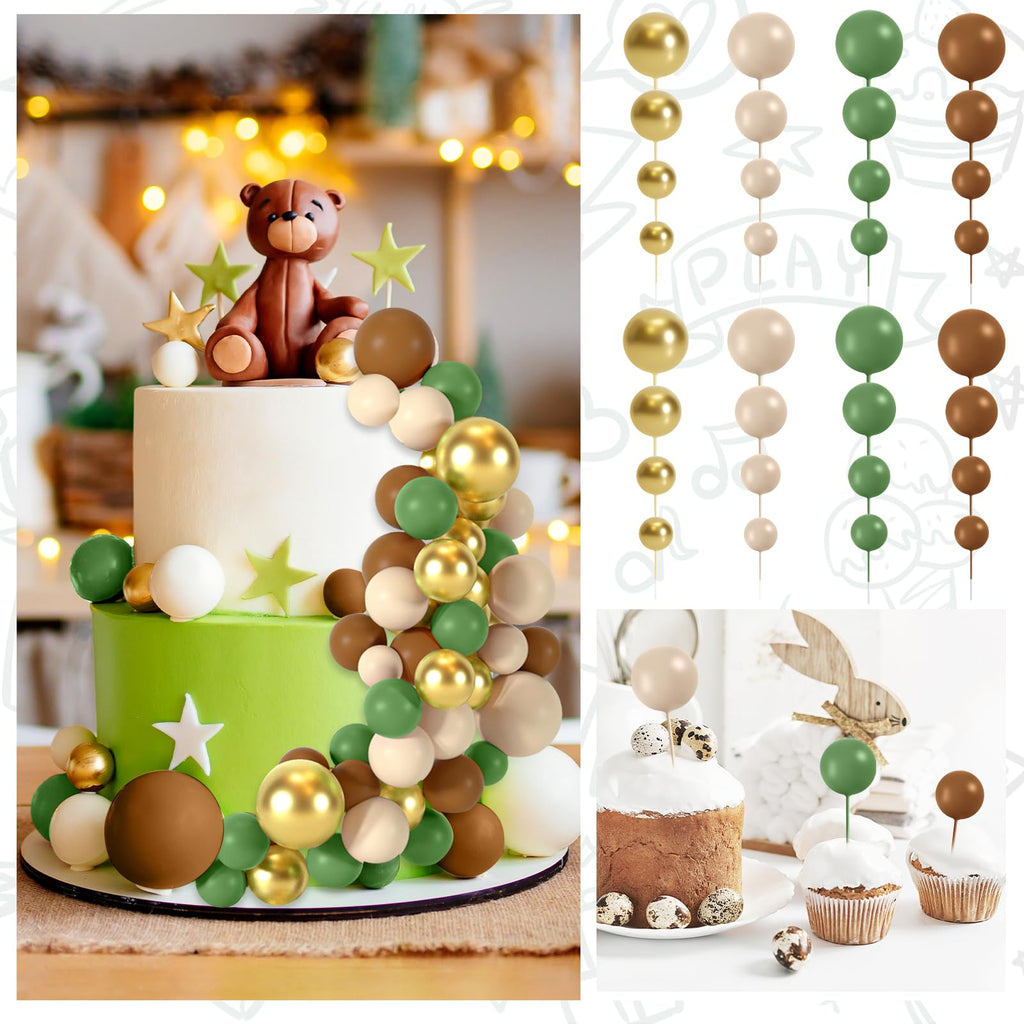 BOUBONI 48 Pcs Foam Ball Cake Toppers – Colorful Birthday & Wedding Cake Decorations