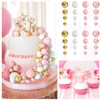 BOUBONI 48 Pcs Cake Topper Decorations – Balloon Toppers & Foam Ball Picks (Rose Gold, Pink, White, Gold)