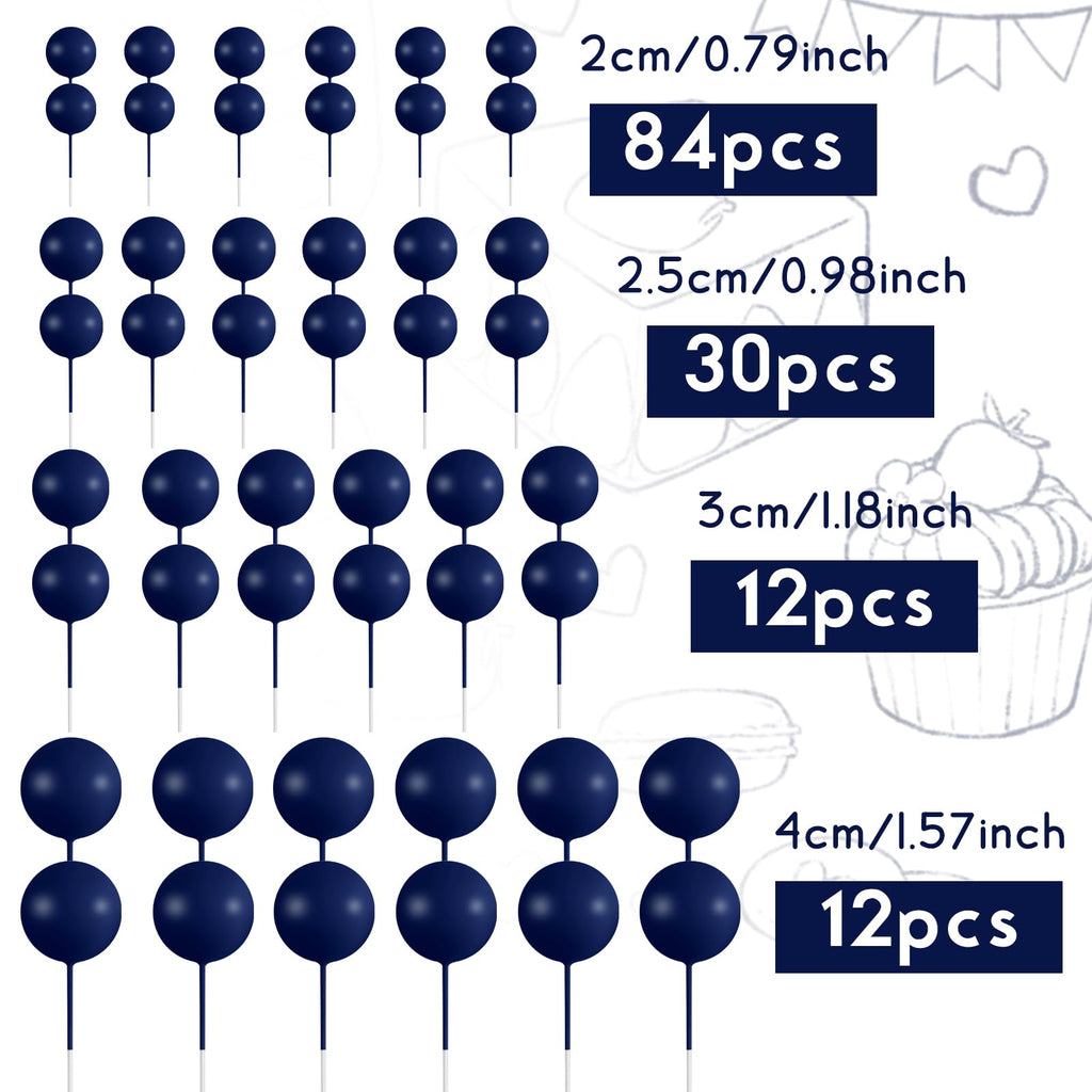 BOUBONI 138 Pcs Blue Ball Cake Toppers – Multisize Foam Decorations for Cakes