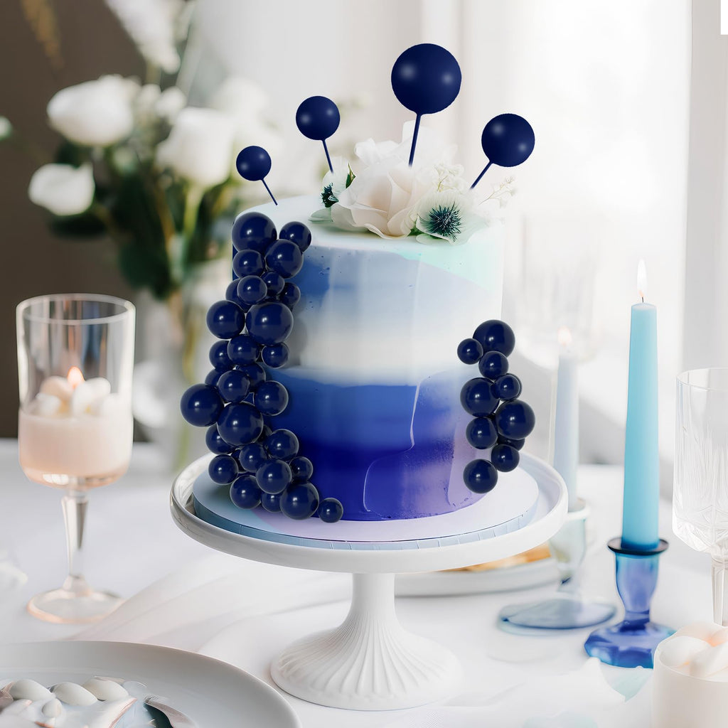 BOUBONI 138 Pcs Blue Ball Cake Toppers – Multisize Foam Decorations for Cakes