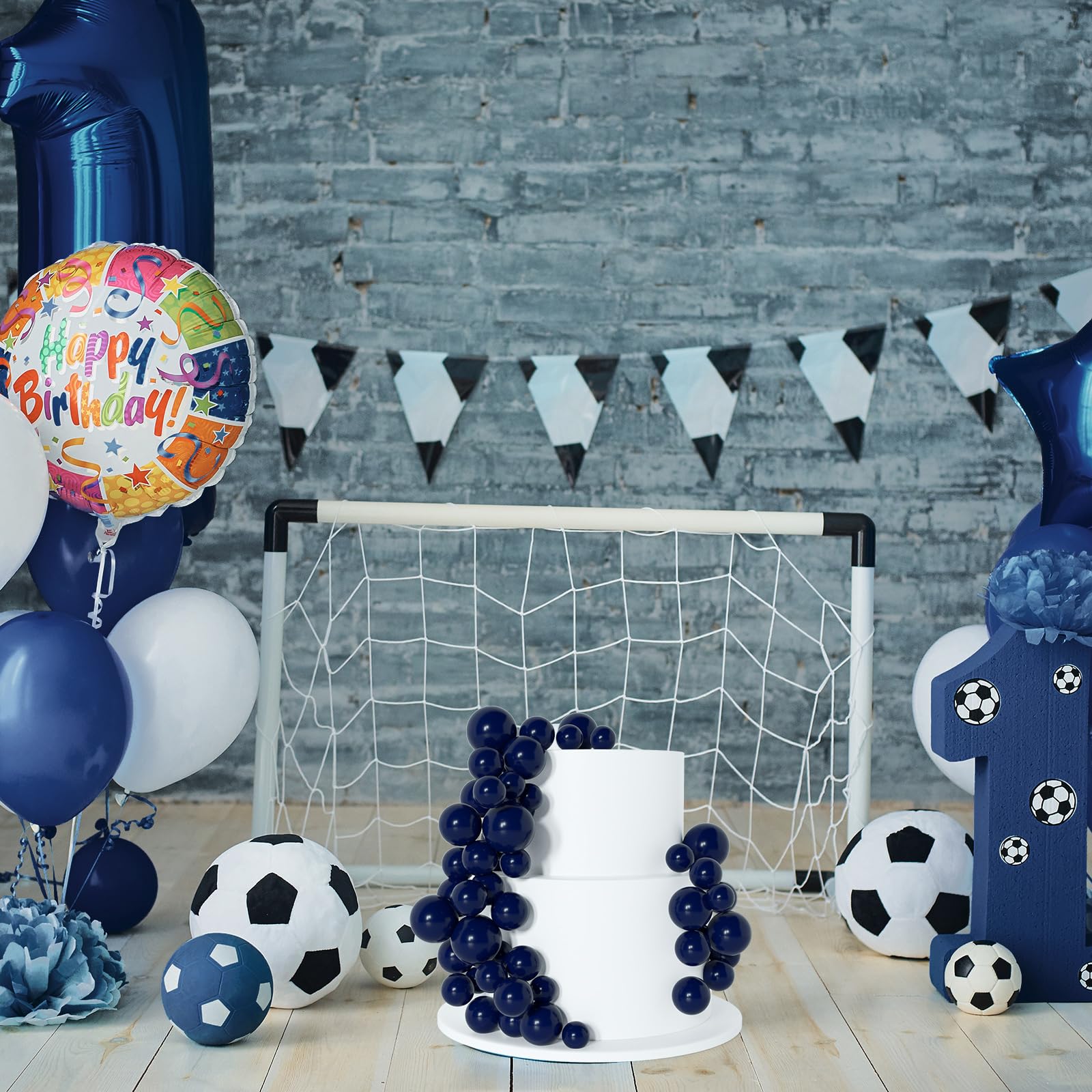 BOUBONI 138 Pcs Blue Ball Cake Toppers – Multisize Foam Decorations for Cakes