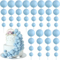 BOUBONI 48 Pcs Light Blue Ball Cake Topper Decorations – Foam Ball Toppers for Cakes, Cupcakes, Birthday & Wedding