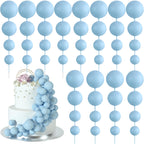 BOUBONI 48 Pcs Light Blue Ball Cake Topper Decorations – Foam Ball Toppers for Cakes, Cupcakes, Birthday & Wedding