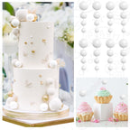 BOUBONI 48 Pcs White Foam Ball Cake Toppers – 4 Sizes for Birthday, Wedding & More