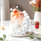 BOUBONI 48 Pcs White Foam Ball Cake Toppers – 4 Sizes for Birthday, Wedding & More