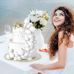 BOUBONI 48 Pcs White Foam Ball Cake Toppers – 4 Sizes for Birthday, Wedding & More