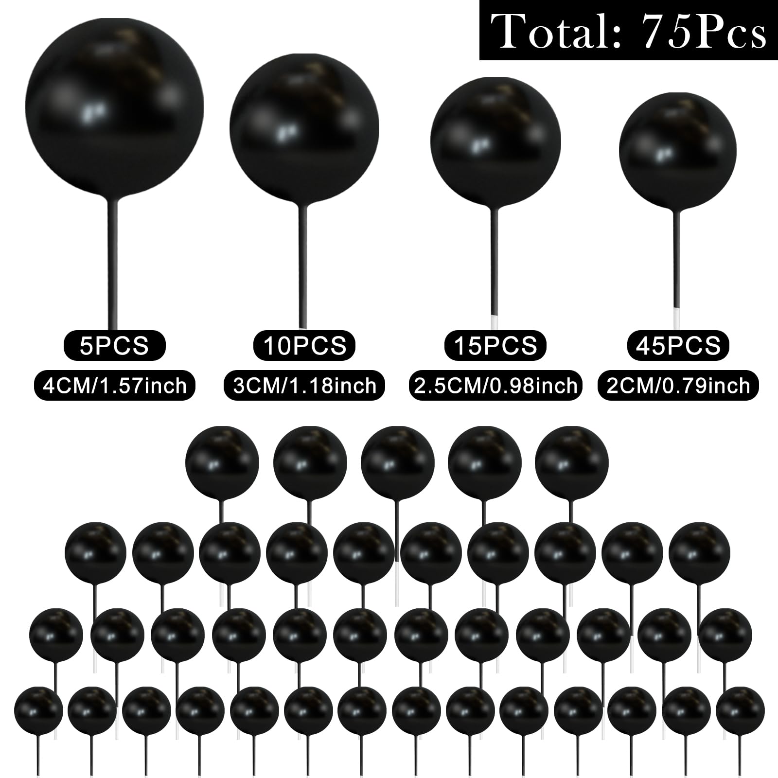 Bouiexye 75 Pieces Multicolor Cake Balls Topper Decorations | Foam Cupcake Toppers for Cakes & Parties