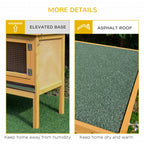PawHut Rabbit Hutch Outdoor Guinea Pig Hutch House Small Animal Bunny Cage w/ Openable Roof, 115 x 44 x 65 cm