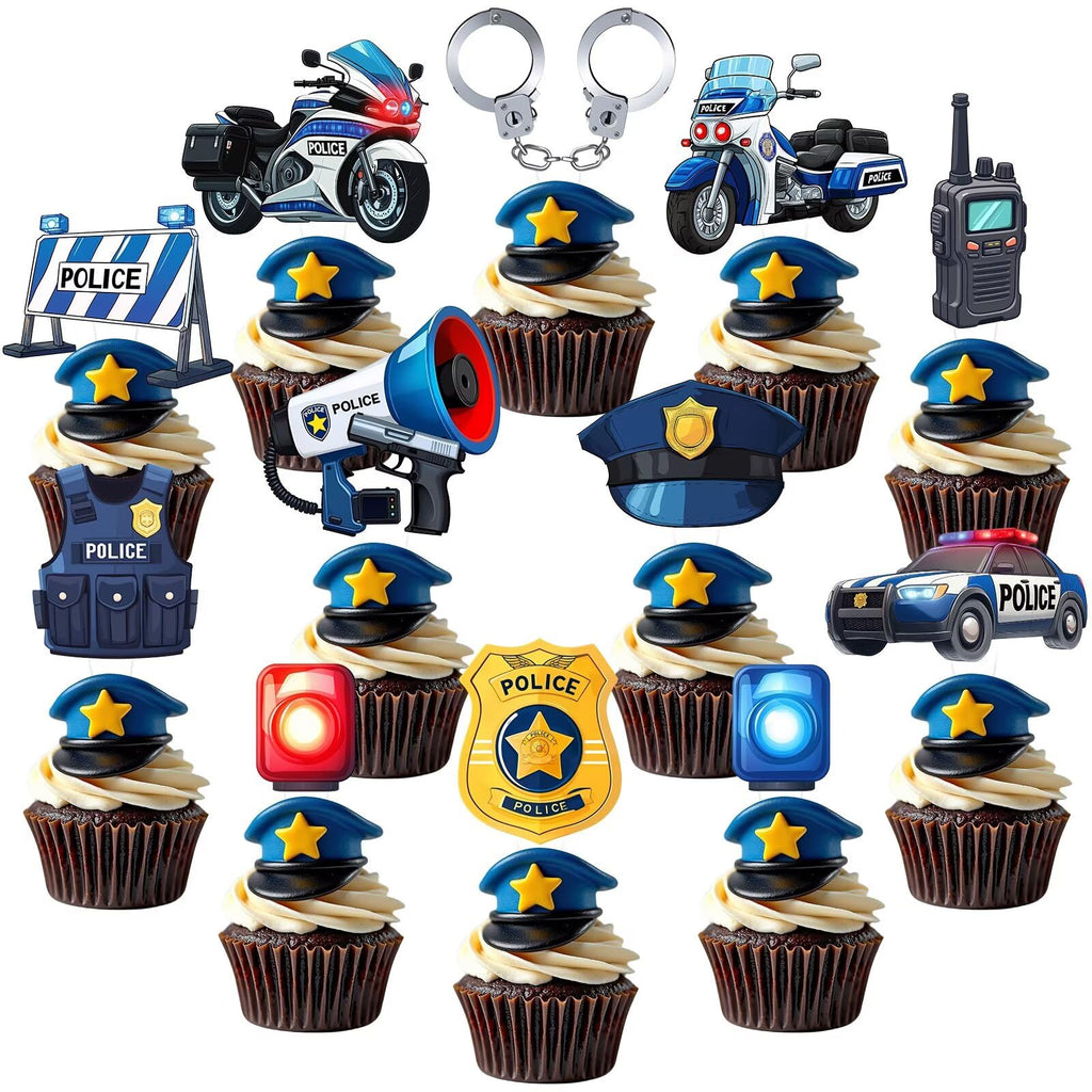 BQF 48 Pcs Police Cupcake Toppers – Police Birthday Party Decorations