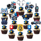 BQF 48 Pcs Police Cupcake Toppers – Police Birthday Party Decorations