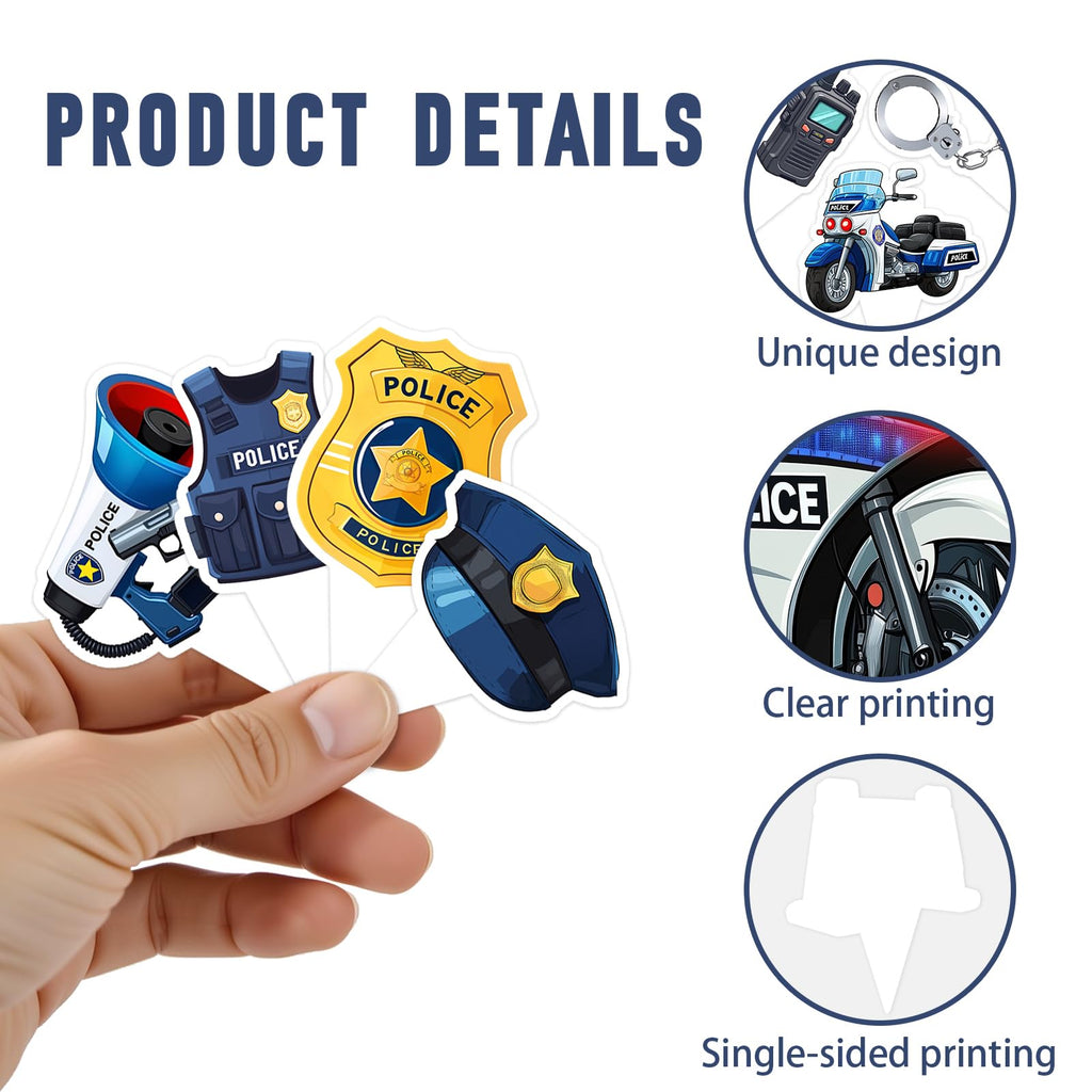 BQF 48 Pcs Police Cupcake Toppers – Police Birthday Party Decorations