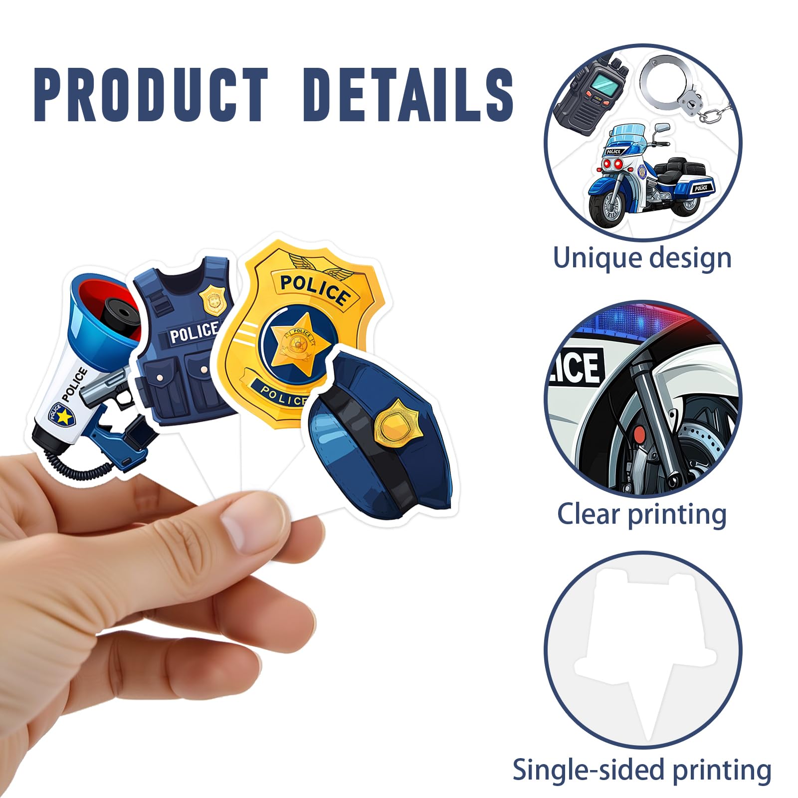 BQF 48 Pcs Police Cupcake Toppers – Police Birthday Party Decorations