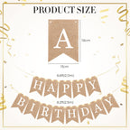 Breling Burlap Happy Birthday Banner Flags + 2 LED Fairy Lights — Rustic Party Garland (2 Banners + 2 Light Strings)