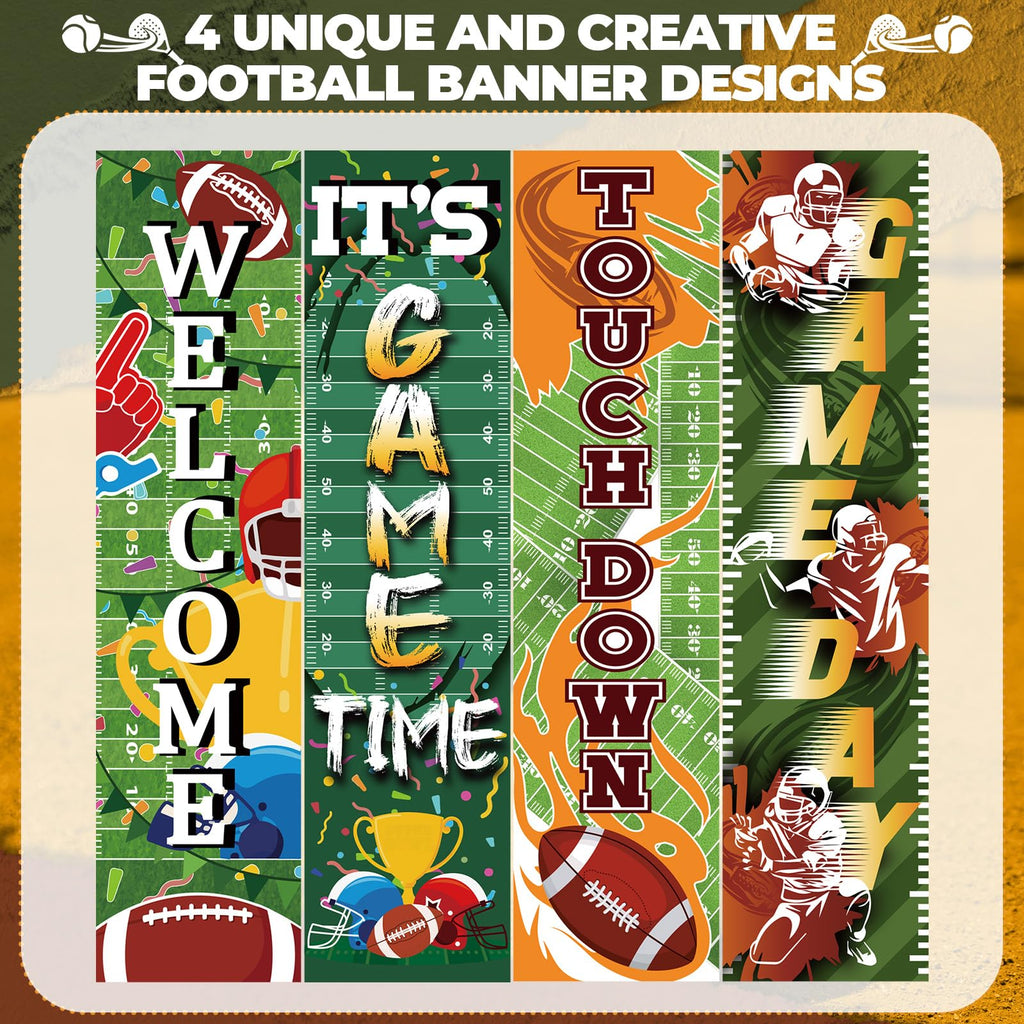 Breling Football Field Backdrop Banners – 4 Pack Welcome Game Day Decor