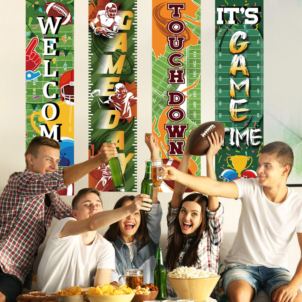 Breling Football Field Backdrop Banners – 4 Pack Welcome Game Day Decor