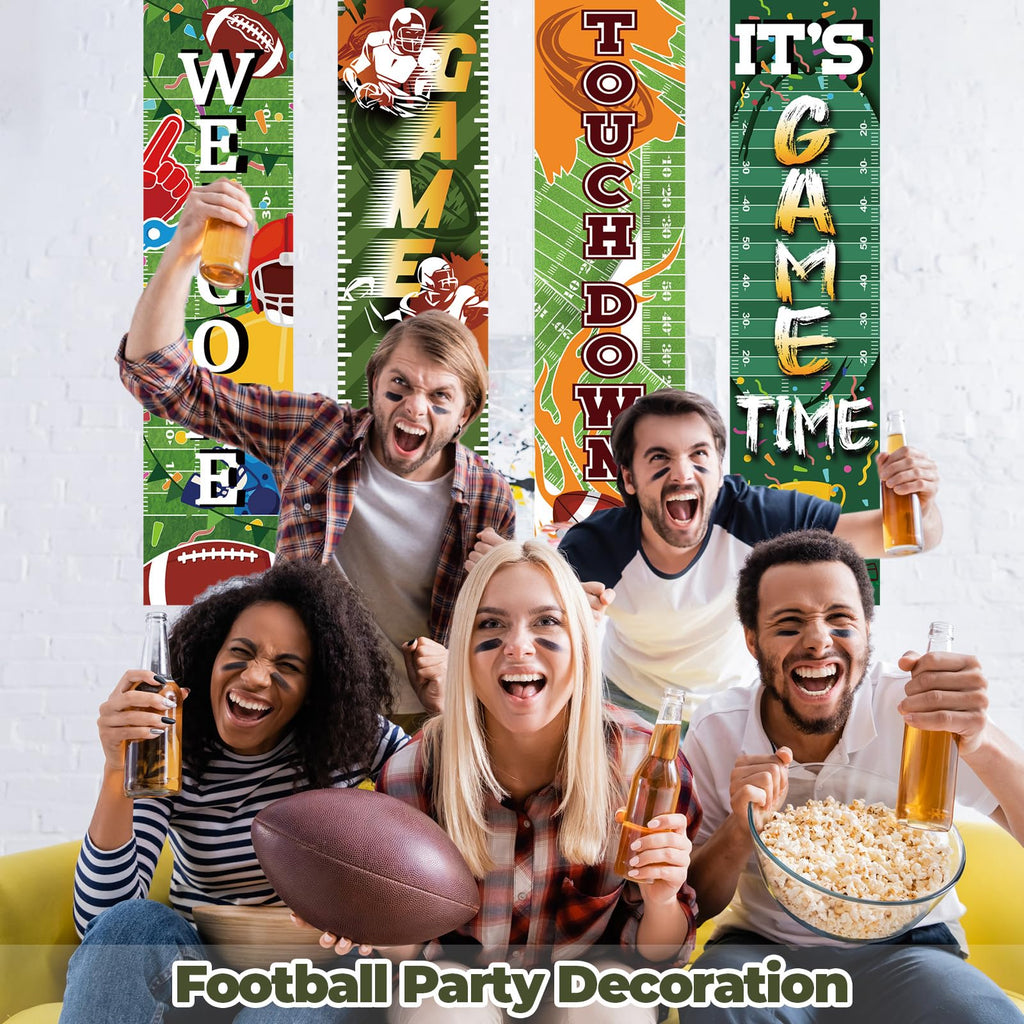 Breling Football Field Backdrop Banners – 4 Pack Welcome Game Day Decor