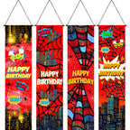 Breling 4 Pack Spider Web Backdrop Banner Decorations — 47.24 x 11.81 inches | Large Spider Background for Sport-Themed Birthday Parties
