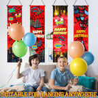 Breling 4 Pack Spider Web Backdrop Banner Decorations — 47.24 x 11.81 inches | Large Spider Background for Sport-Themed Birthday Parties