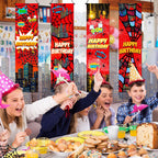 Breling 4 Pack Spider Web Backdrop Banner Decorations — 47.24 x 11.81 inches | Large Spider Background for Sport-Themed Birthday Parties