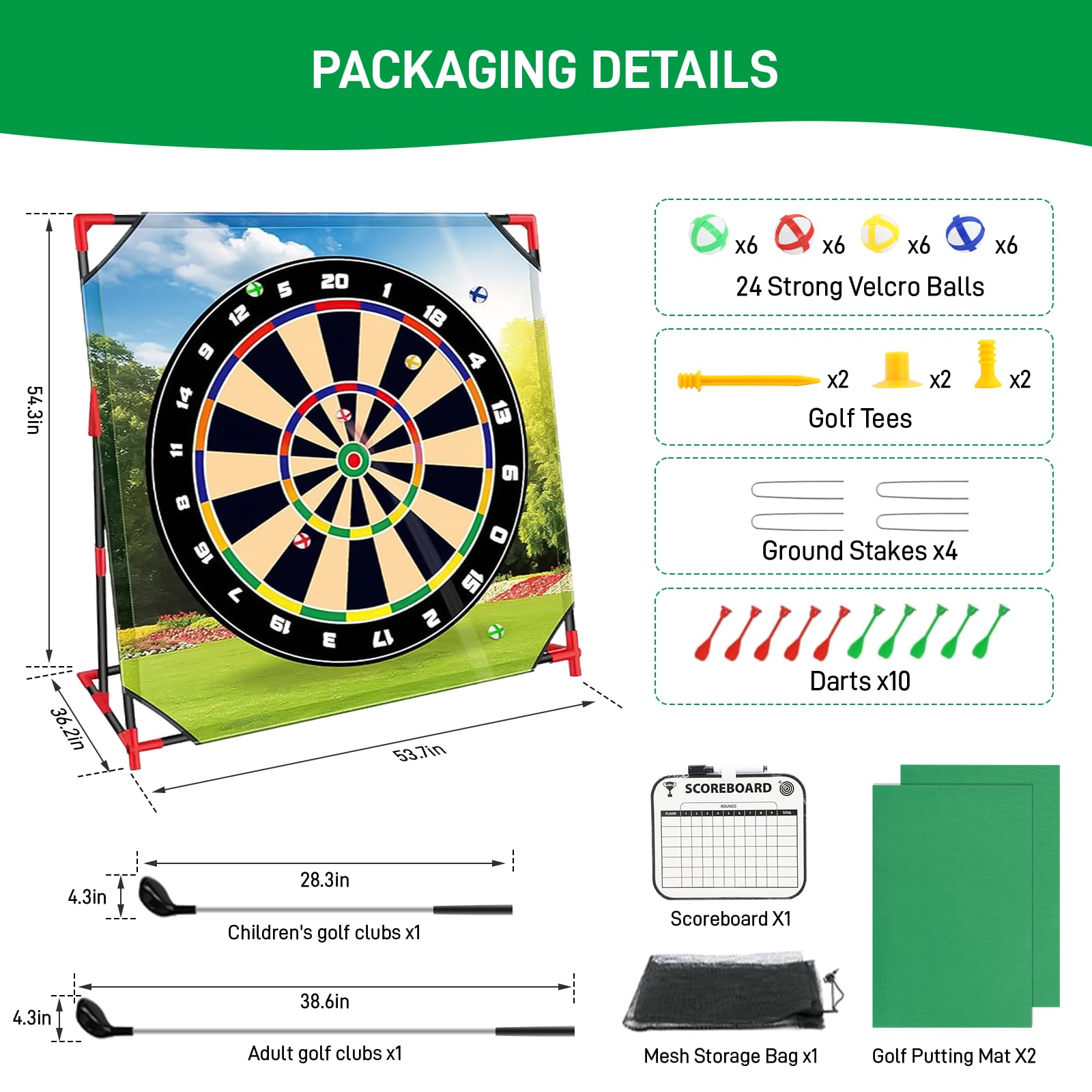 Brezzolife Golf Chipping Game with Stand & 54x54 Hitting Mat – Indoor/Outdoor