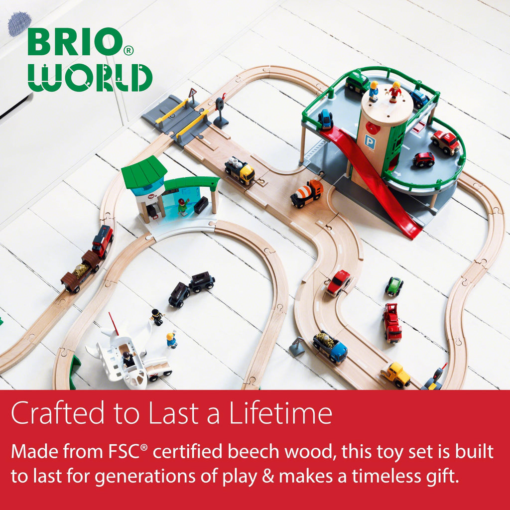 BRIO World Parking Garage - 7-Piece Wooden Toy Set | FSC-Certified, Ages 3+