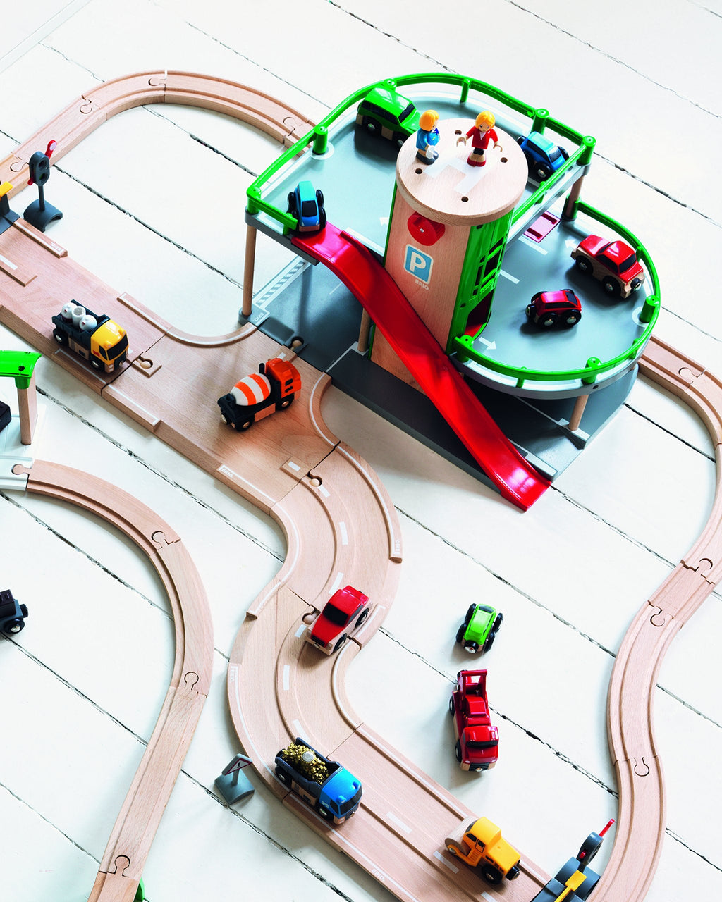 BRIO World Parking Garage - 7-Piece Wooden Toy Set | FSC-Certified, Ages 3+