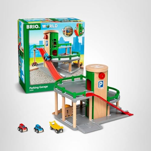 BRIO World Parking Garage - 7-Piece Wooden Toy Set | FSC-Certified, Ages 3+