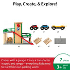 BRIO World Parking Garage - 7-Piece Wooden Toy Set | FSC-Certified, Ages 3+
