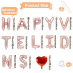 Broeify 16-Inch Rose Gold HAPPY VALENTINE'S DAY Balloons Set | Elegant Letter Foil Balloons for Valentine’s Day Decorations