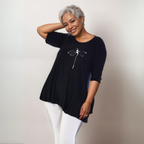 Dragonfly Button Sleeve Swing Top
