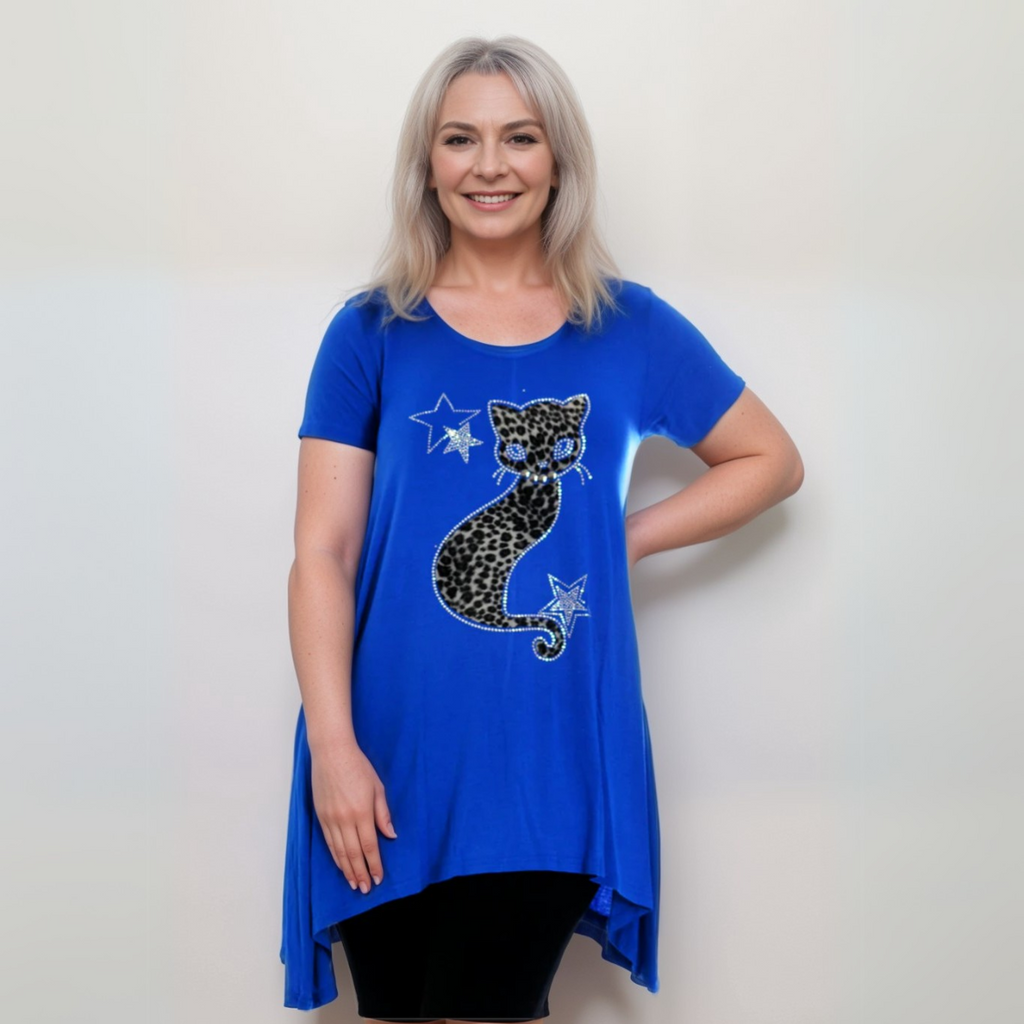 Studded Cat Hanky Hem Long Top