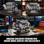 BseSparklion W16 Engine Building Blocks — 801 PCS STEM Model That Runs (Adults & Teens 8+)
