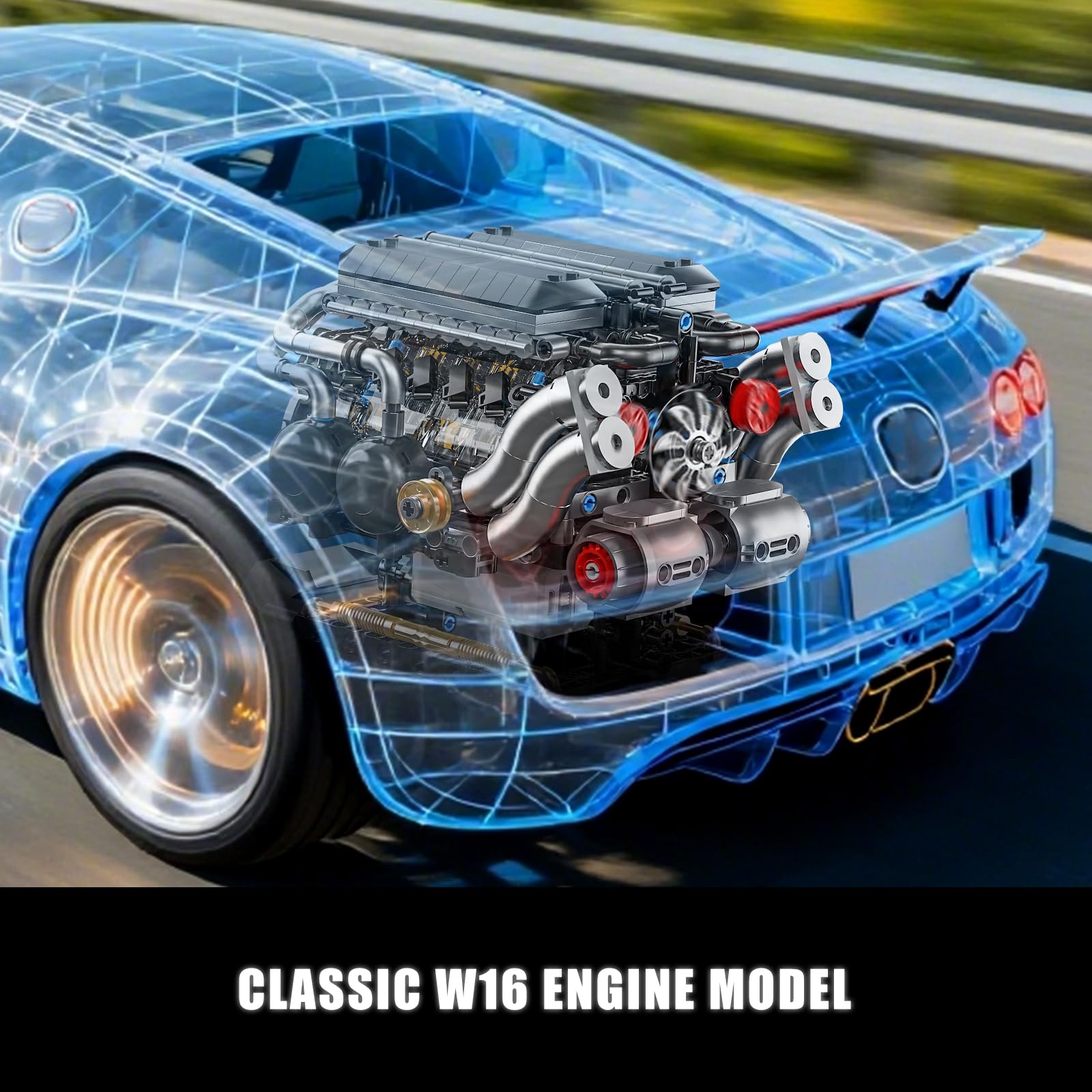 BseSparklion W16 Engine Building Blocks — 801 PCS STEM Model That Runs (Adults & Teens 8+)